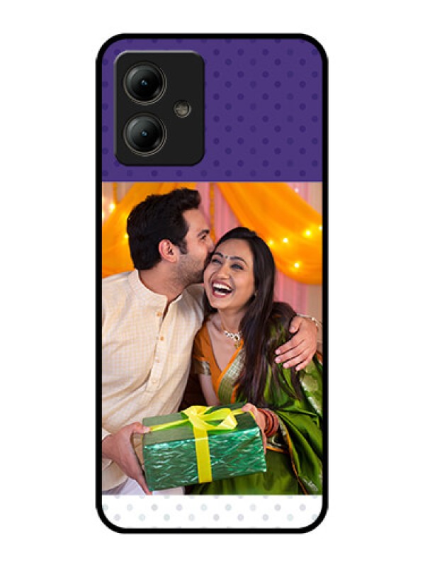 Custom Motorola Moto G14 Custom Glass Phone Case - Violet Colored Pattern Design