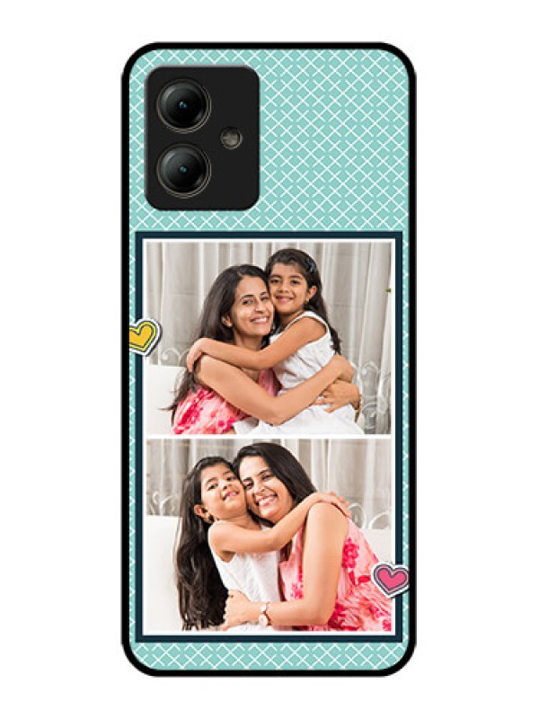 Custom Motorola Moto G14 Custom Glass Phone Case - 2 Image Holder With Pattern Design