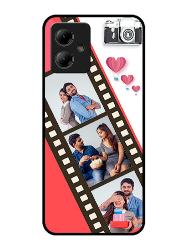 Custom Motorola Moto G14 Custom Glass Phone Case - 3 Image Holder With Film Reel