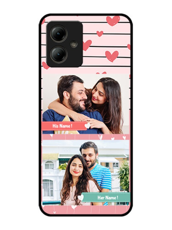 Custom Motorola Moto G14 Custom Glass Phone Case - Photo With Heart Design
