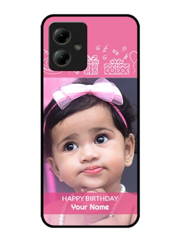 Custom Motorola Moto G14 Custom Glass Phone Case - With Birthday Line Art Design