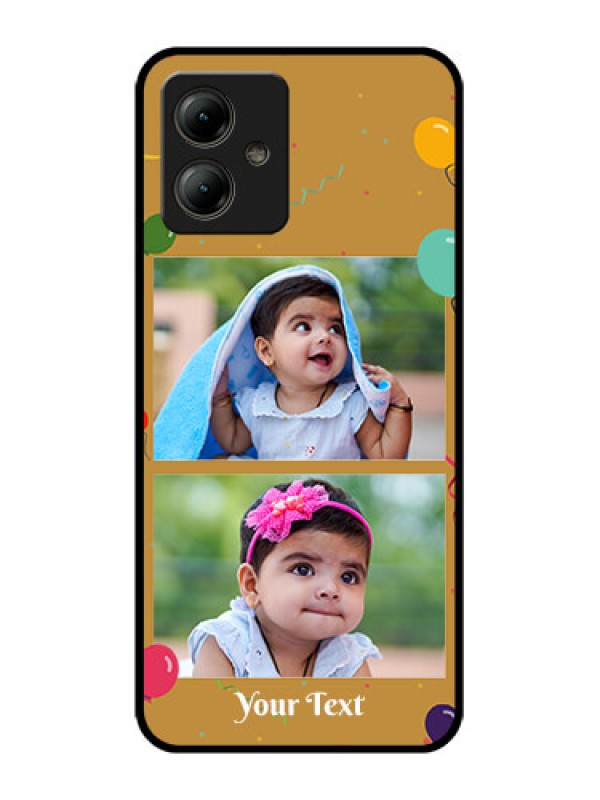 Custom Motorola Moto G14 Custom Glass Phone Case - Image Holder With Birthday Celebrations Design