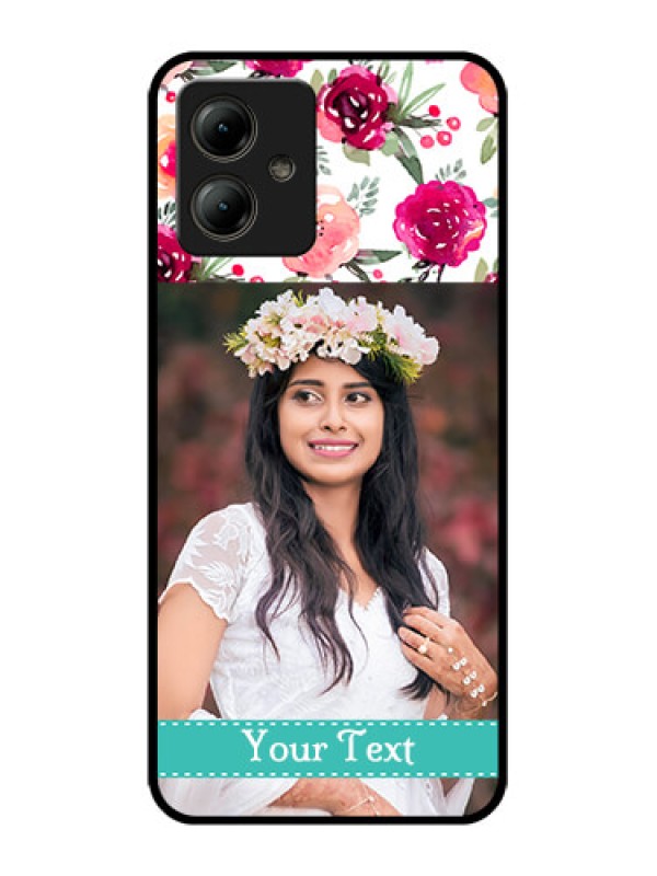 Custom Motorola Moto G14 Custom Glass Phone Case - Water Colors Floral Design