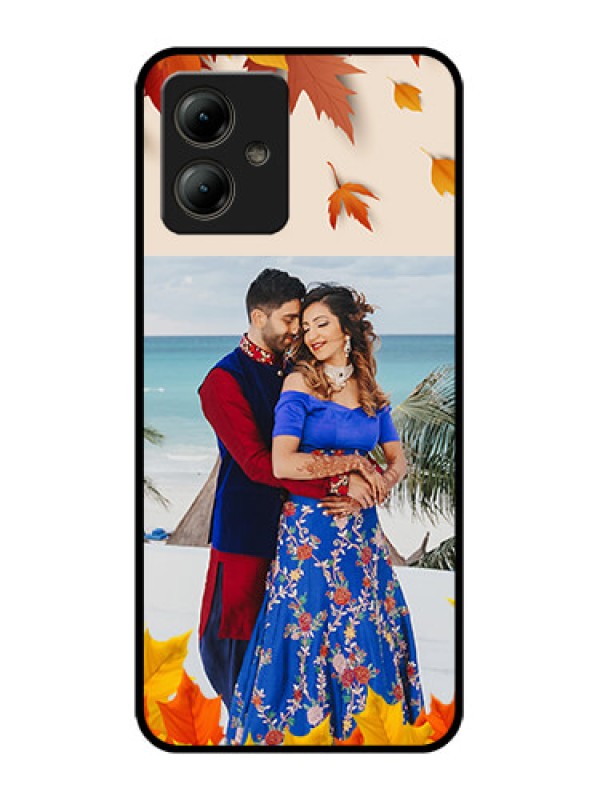 Custom Motorola Moto G14 Custom Glass Phone Case - Autumn Maple Leaves Design