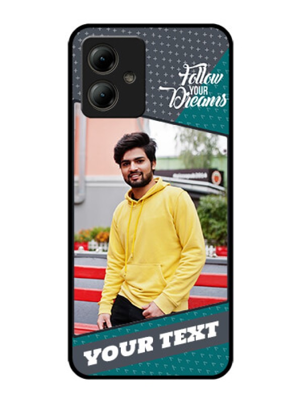 Custom Motorola Moto G14 Custom Glass Phone Case - Background Pattern Design With Quote