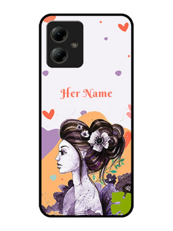 Custom Motorola Moto G14 Custom Glass Phone Case - Woman And Nature Design