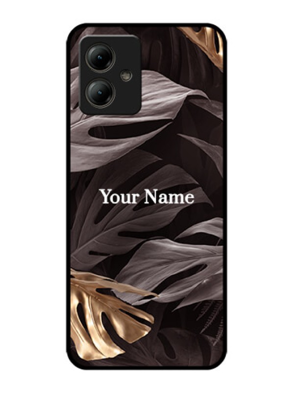 Custom Motorola Moto G14 Custom Glass Phone Case - Wild Leaves Digital Paint Design