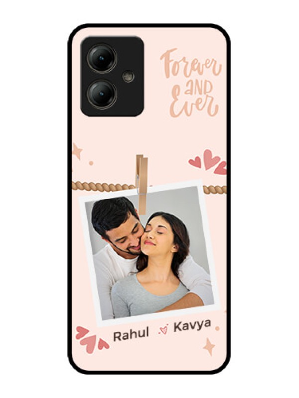 Custom Motorola Moto G14 Custom Glass Phone Case - Forever And Ever Love Design