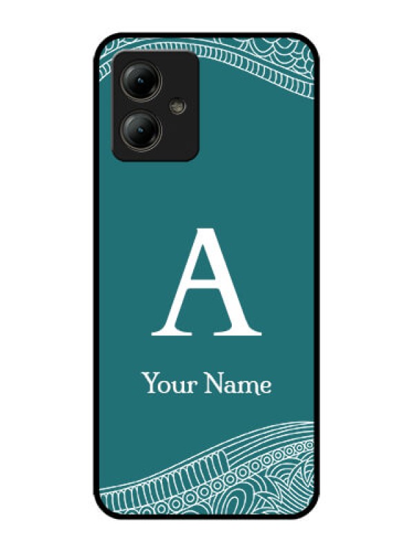 Custom Motorola Moto G14 Custom Glass Phone Case - Line Art Pattern With Custom Name Design