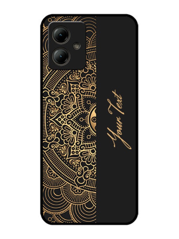 Custom Motorola Moto G14 Custom Glass Phone Case - Mandala Art With Custom Text Design