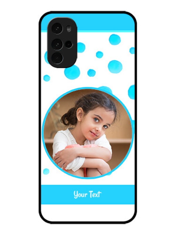 Custom Motorola Moto G22 Custom Glass Phone Case - Blue Bubbles Pattern Design