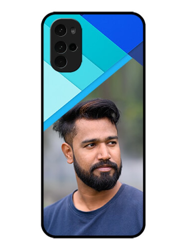 Custom Motorola Moto G22 Custom Glass Phone Case - Blue Pattern Design