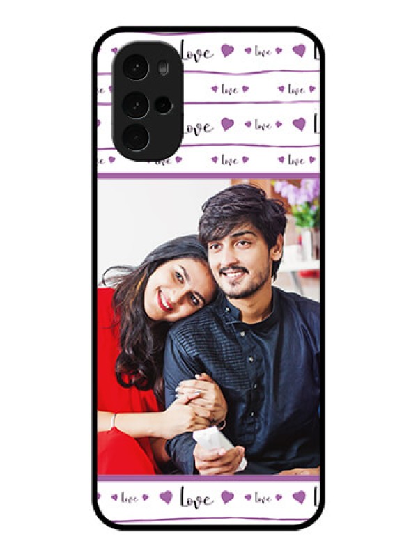 Custom Motorola Moto G22 Custom Glass Phone Case - Couples Heart Design