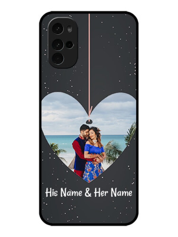 Custom Motorola Moto G22 Custom Glass Phone Case - Hanging Heart Design