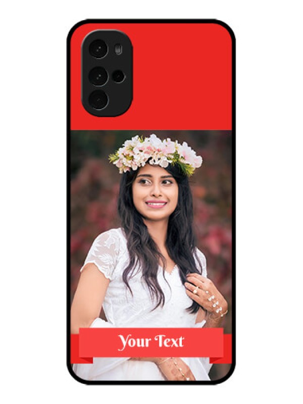 Custom Motorola Moto G22 Custom Glass Phone Case - Simple Red Color Design