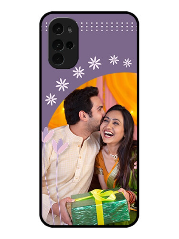 Custom Motorola Moto G22 Custom Glass Phone Case - Lavender Flowers Design