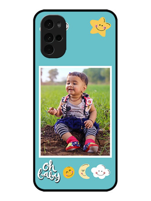 Custom Motorola Moto G22 Custom Glass Phone Case - Smiley Kids Stars Design