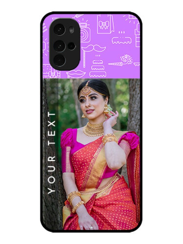 Custom Motorola Moto G22 Custom Glass Phone Case - Birthday Icons Design