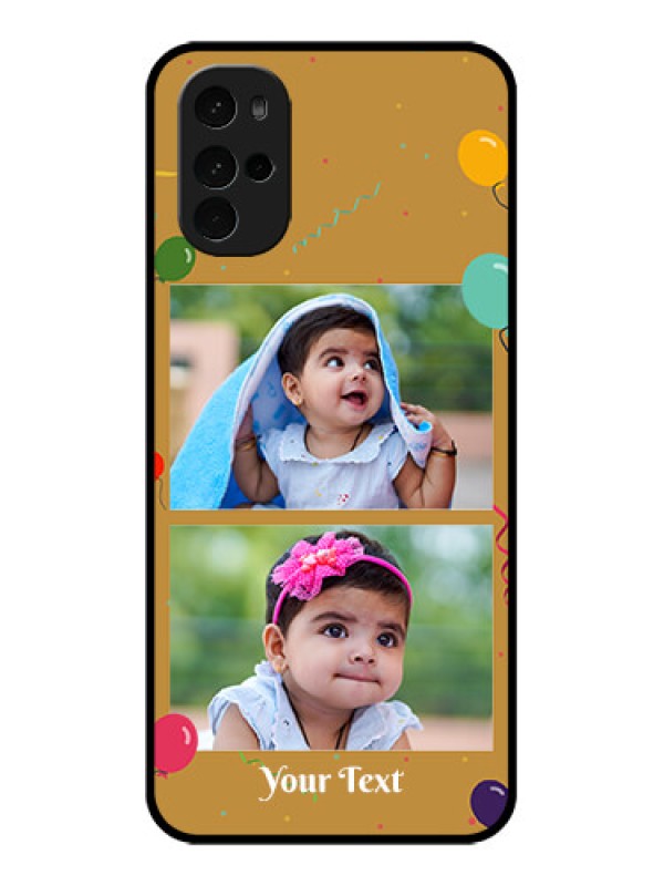 Custom Motorola Moto G22 Custom Glass Phone Case - Image Holder With Birthday Celebrations Design