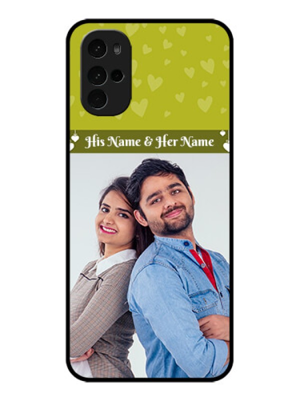 Custom Motorola Moto G22 Custom Glass Phone Case - You & Me Heart Design