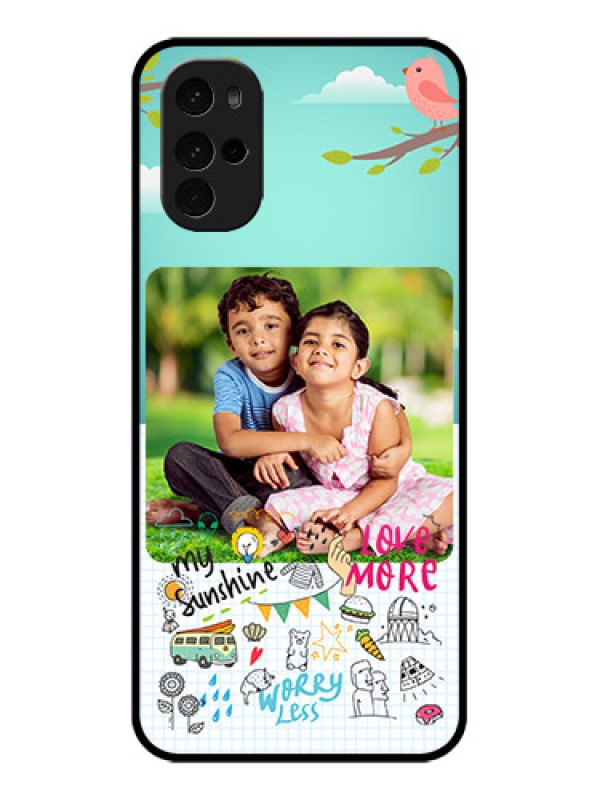 Custom Motorola Moto G22 Custom Glass Phone Case - Doodle Love Design