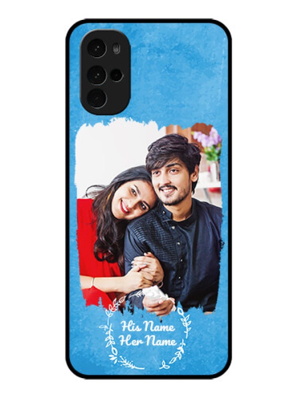 Custom Motorola Moto G22 Custom Glass Phone Case - Blue Color Vintage Design