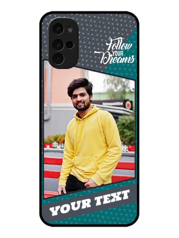 Custom Motorola Moto G22 Custom Glass Phone Case - Background Pattern Design With Quote