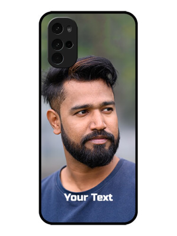 Custom Motorola Moto G22 Custom Glass Phone Case - Photo With Text Design