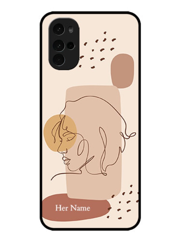 Custom Motorola Moto G22 Custom Glass Phone Case - Calm Woman Line Art Design