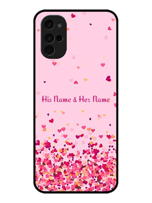 Custom Motorola Moto G22 Custom Glass Phone Case - Floating Hearts Design