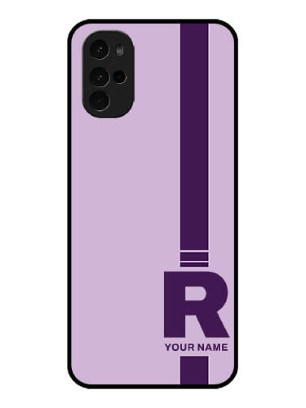 Custom Motorola Moto G22 Custom Glass Phone Case - Simple Dual Tone Stripe With Name Design