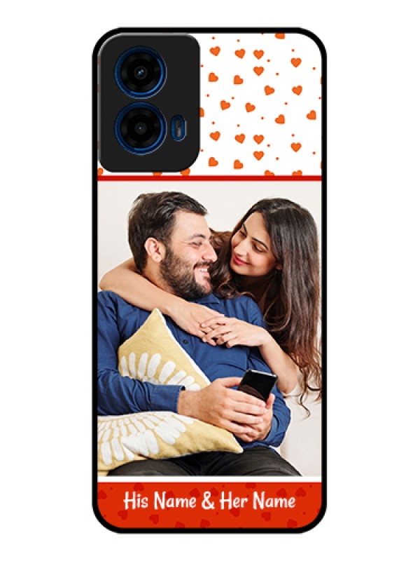 Custom Moto G45 5G Custom Glass Phone Case - Orange Love Symbol Design