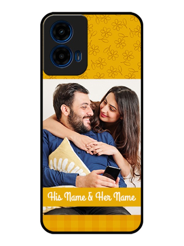 Custom Moto G45 5G Custom Glass Phone Case - Yellow Floral Design