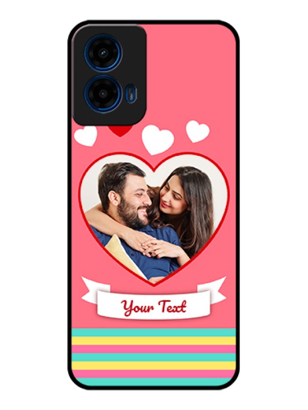 Custom Moto G45 5G Custom Glass Phone Case - Love Shapes Doodle Design