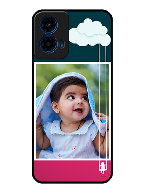 Custom Moto G45 5G Custom Glass Phone Case - Cute Girl With Cloud Design