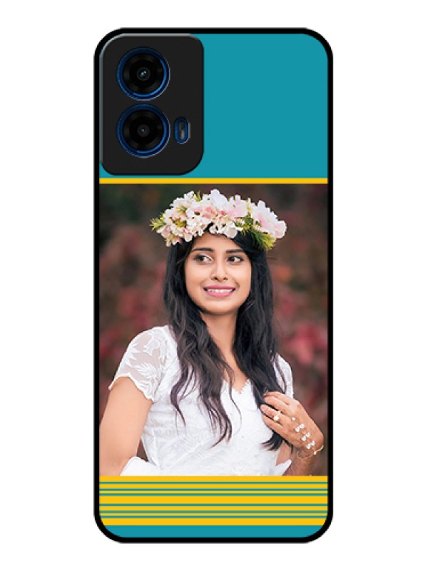 Custom Moto G45 5G Custom Glass Phone Case - Yellow & Blue Design