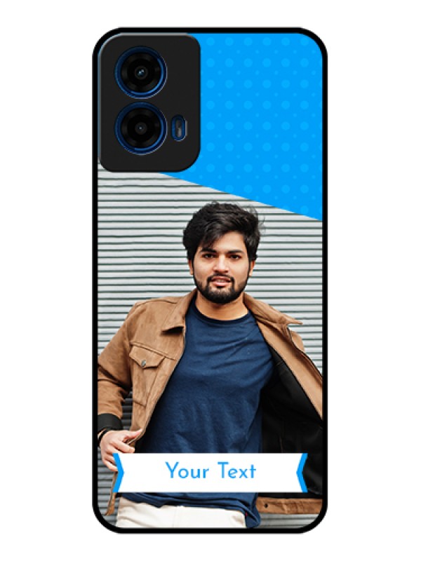 Custom Moto G45 5G Custom Glass Phone Case - Simple Blue Color Design