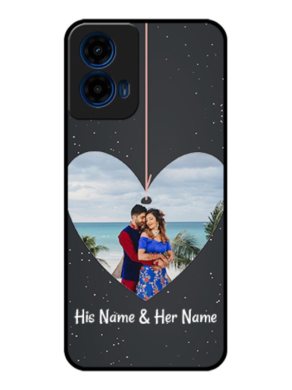 Custom Moto G45 5G Custom Glass Phone Case - Hanging Heart Design