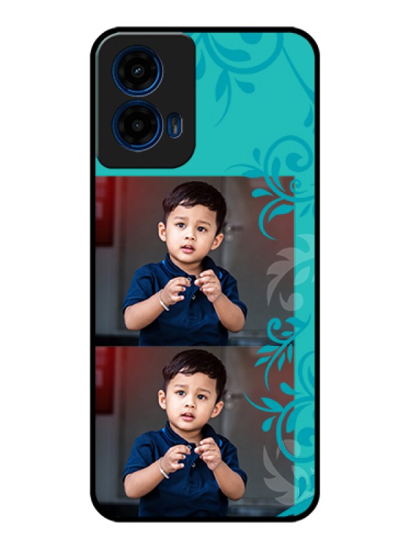 Custom Moto G45 5G Custom Glass Phone Case - With Photo And Green Floral Design