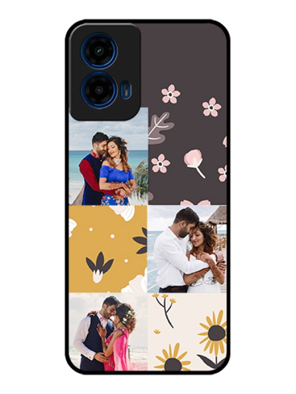 Custom Moto G45 5G Custom Glass Phone Case - 3 Images With Floral Design