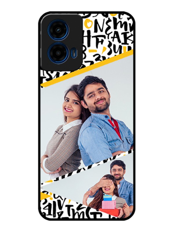 Custom Moto G45 5G Custom Glass Phone Case - Letters Pattern Design