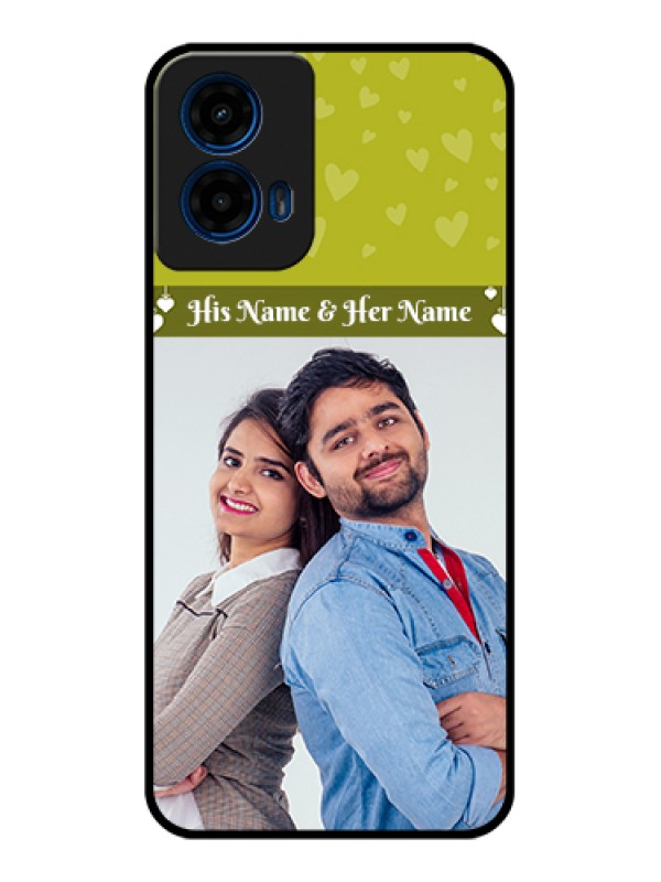 Custom Moto G45 5G Custom Glass Phone Case - You & Me Heart Design