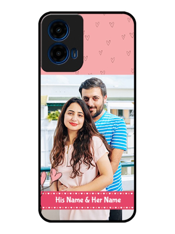 Custom Moto G45 5G Custom Glass Phone Case - Love Design Peach Color