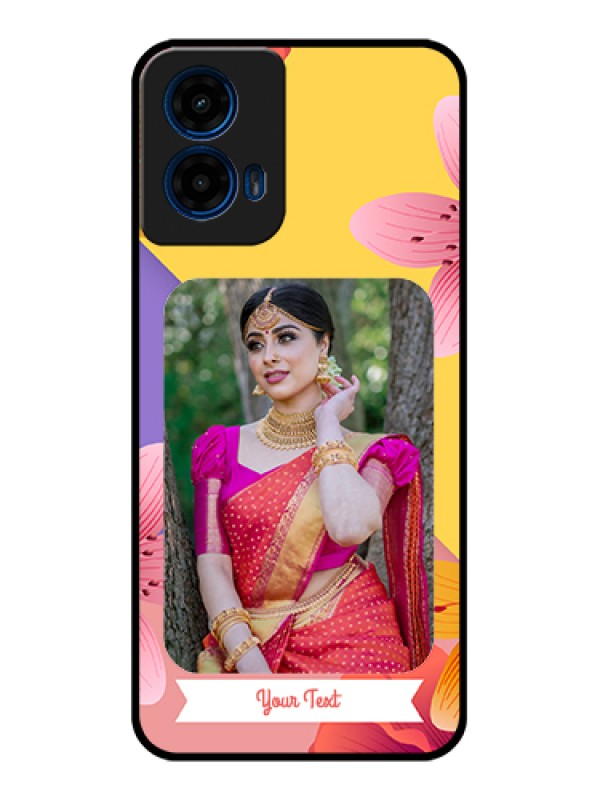 Custom Moto G45 5G Custom Glass Phone Case - 3 Image With Vintage Floral Design