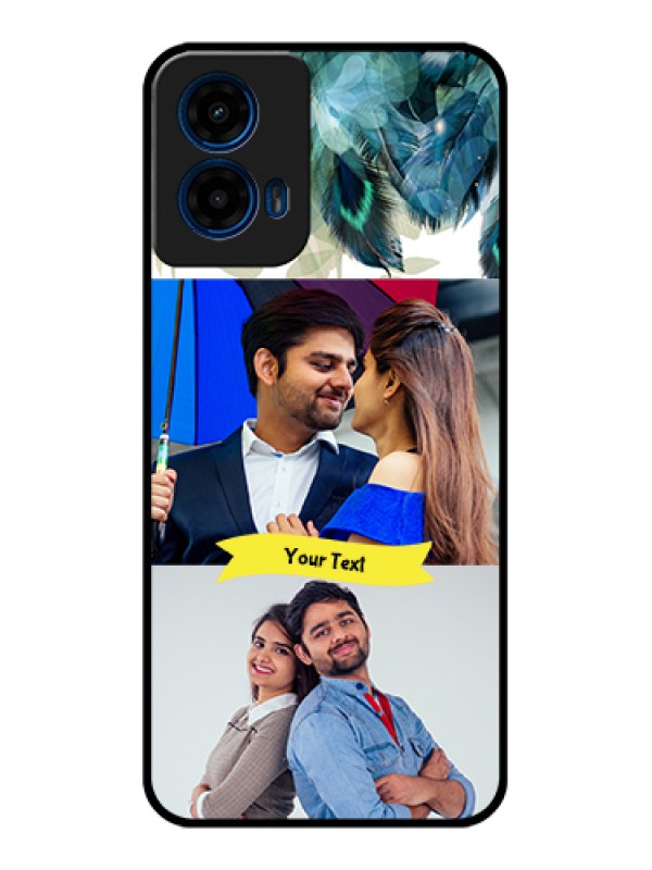 Custom Moto G45 5G Custom Glass Phone Case - Image With Boho Peacock Feather Design