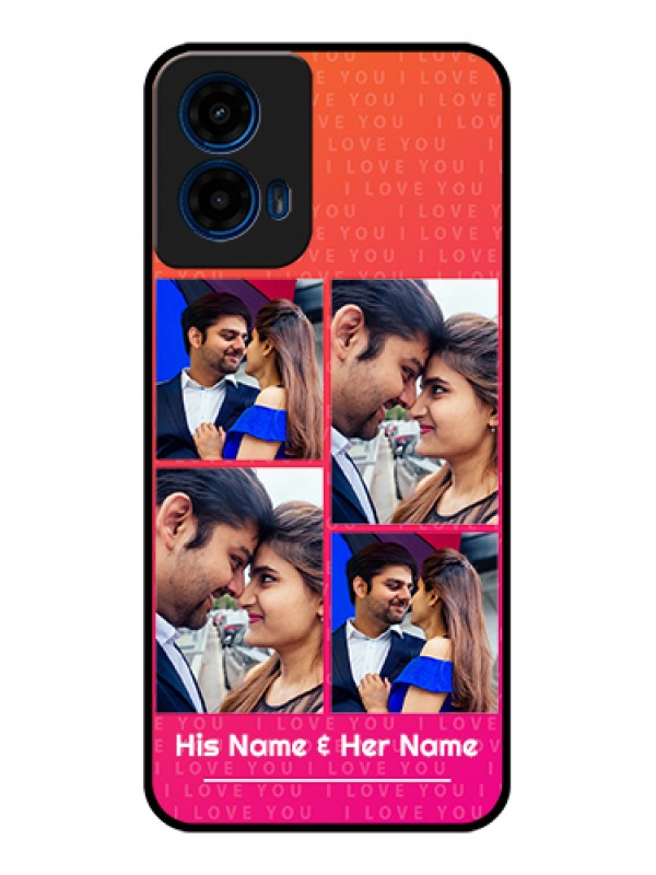 Custom Moto G45 5G Custom Glass Phone Case - I Love You Pink Design