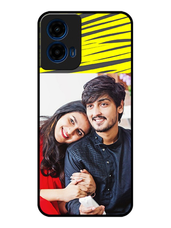 Custom Moto G45 5G Custom Glass Phone Case - Yellow Abstract Design