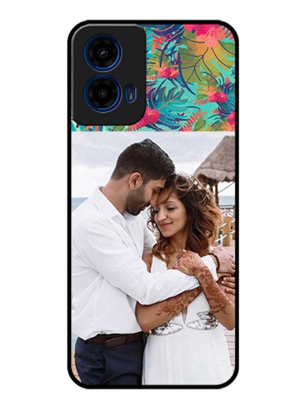 Custom Moto G45 5G Custom Glass Phone Case - Watercolor Floral Design