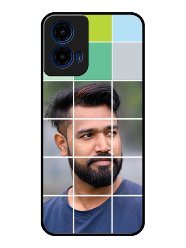 Custom Moto G45 5G Custom Glass Phone Case - With White Box Pattern