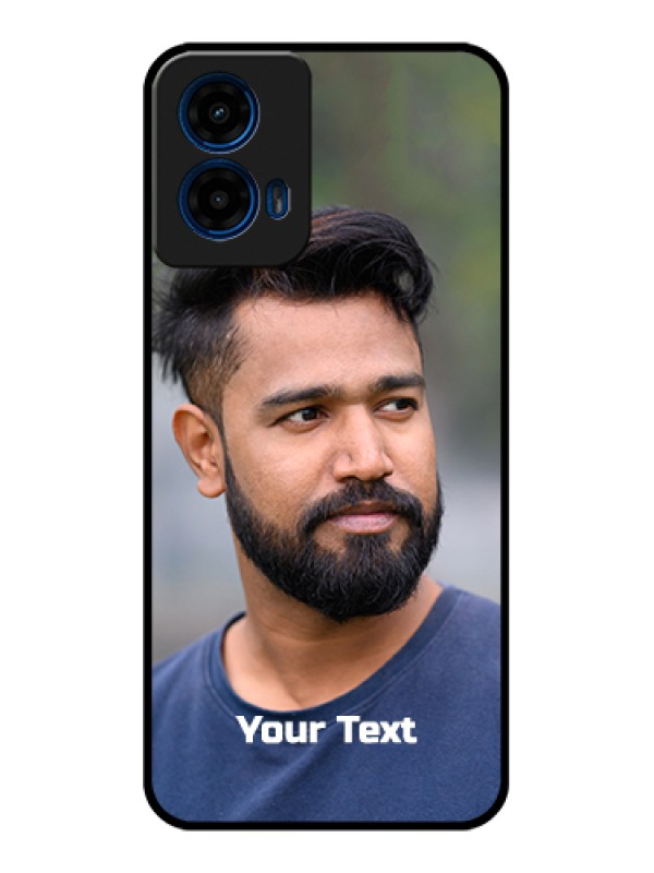Custom Moto G45 5G Custom Glass Phone Case - Photo With Text Design